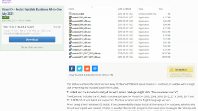 Runtime  오류 발생 시  필요한 Visual C++ Redistributable Runtime